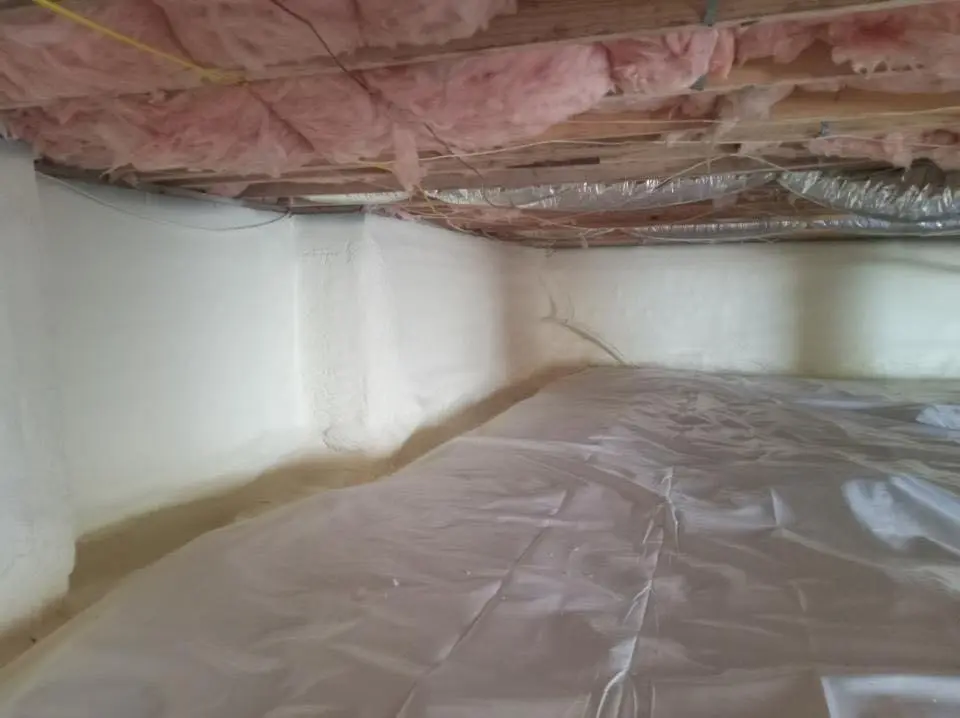 Crawl space encapsulation with closed-cell spray foam for Commercial Roof Restoration in Florence